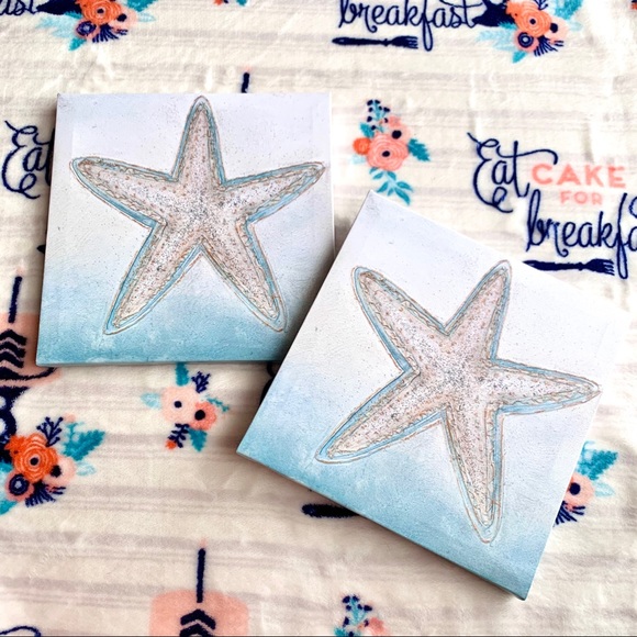 Other - ⭐️ Nautical Blue Starfish Canvas Wall Decor Duo ⭐️